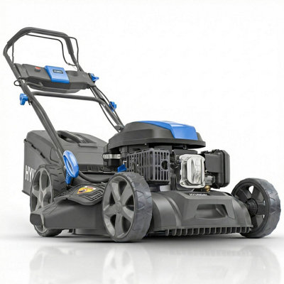 Hyundai Black Self-Propelled Petrol Lawnmower, Electric Start, 200Cc 4-In-1 Mulch, 60L Collect, Side And Rear Discharge 51Cm