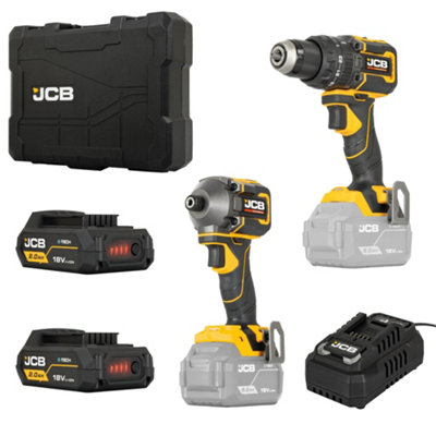 B&Q -  Pro Cordless 75Nm Combi Drill & 230Nm Impact Driver Set 2 2Ah Batteries Charger & Case -18Pkit-1