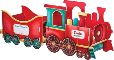 Christmas Train Gift Holder Cardboard Santa Express Design With Personalised Stickers For Festive Present Display from B&Q