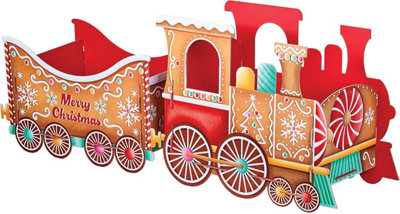 Christmas Train Gift Holder Gingerbread Style Cardboard Decorative Train For Festive Present Display from B&Q
