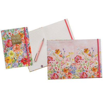 Saffron Floral A5 Notebook With Elastic Closure Ruled Lined Paper Journal School Office Writing Stationery Gift For Her from B&Q