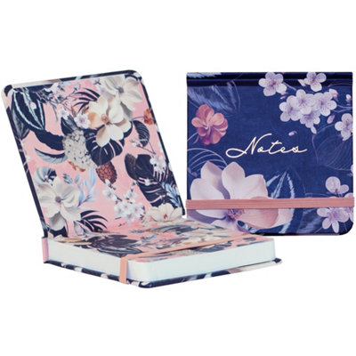Floral Mini Notebook With Elastic Closure Compact Square Jotter For Notes Lists School Office Writing Journal from B&Q