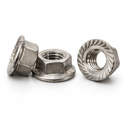Screws City M6 (6mm)Pack Of 50Din 6923Marine Grade A4 Hexagon Nut With Serrated FlangeA03A/2 from B&Q