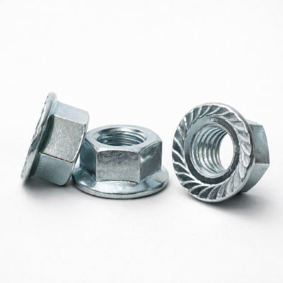 Screws City M4 (4mm)Pack Of 100Din 6923Hexagon Nut With Serrated Flange Cl.8 Zinc Plated SteelX05D/1 from B&Q