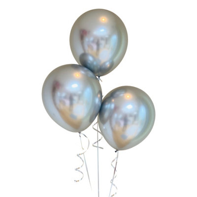  - Bag Of 50 Metallic Silver Colour 12" Latex Balloons