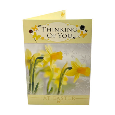 Thinking Of You Spring Daffodils And Butterflies Design Easter Card from B&Q