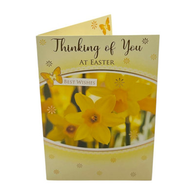 Thinking Of You Yellow Daffodil Flowers Design Easter Card from B&Q
