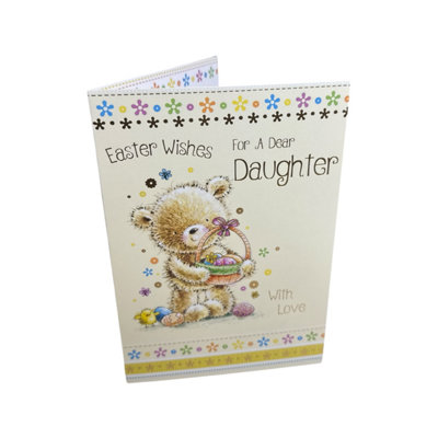 For Dear Daughter Teddy Holding Egg Basket Design Easter Card from B&Q