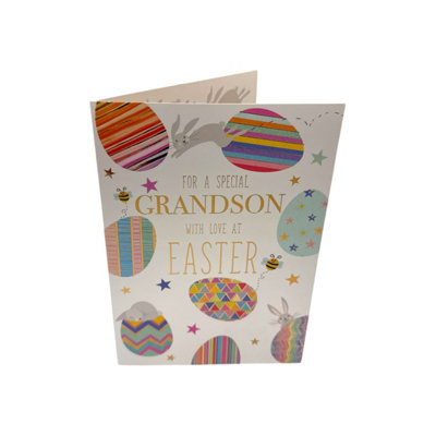 For Grandson Multicoloured Eggs Pattern Design Easter Card from B&Q