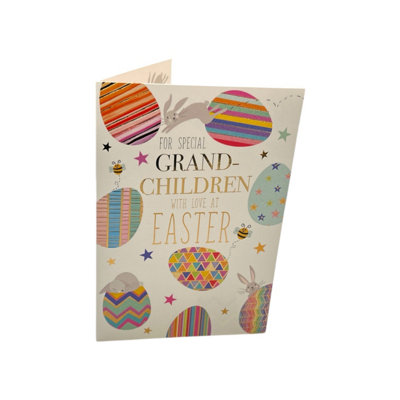 For Special Grandchildren Multicoloured Eggs Pattern Design Easter Card from B&Q