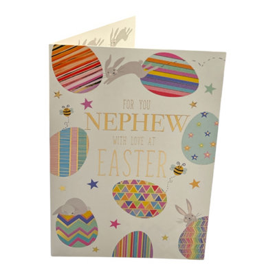 For Nephew Multicoloured Eggs Pattern Design Easter Card from B&Q