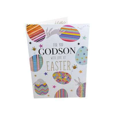 For Godson Multicoloured Eggs Pattern Design Easter Card from B&Q