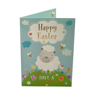 Cute Lamb With Bees Design Open Easter Card from B&Q