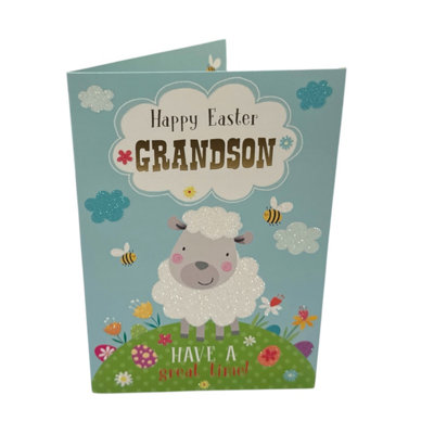 For Grandson Cute Lamb With Bees Design Easter Card from B&Q