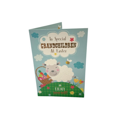 To Special Grandchildren Lamb With Eggs Easter Card from B&Q