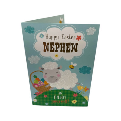 For Nephew Cute Lamb With Eggs Design Easter Card from B&Q