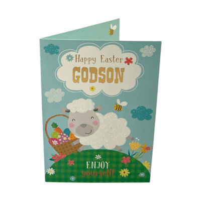 For Godson Cute Lamb With Eggs Design Easter Card from B&Q