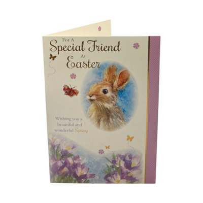 For A Special Friend Cute Rabbit Floral Design Easter Card from B&Q