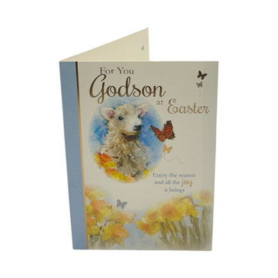 For You Godson Cute Lamb Floral Design Easter Card from B&Q