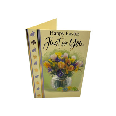 Flower Pot And Colourful Eggs Design Open Easter Card from B&Q