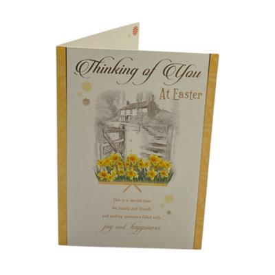 Thinking Of You Wonderful Time Joy And Happiness Yellow Flowers Design Easter Card from B&Q