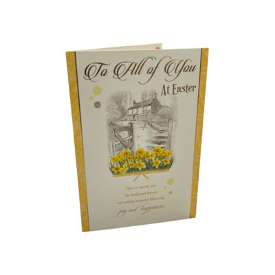 To All Of You Joy And Happiness Yellow Flowers Design Easter Card from B&Q