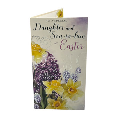 Special Daughter And Son-In-Law Lilac And Daffodils Flowers Design Easter Card from B&Q