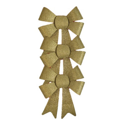  - Pack Of 3 Christmas Gold Present Gift Bows