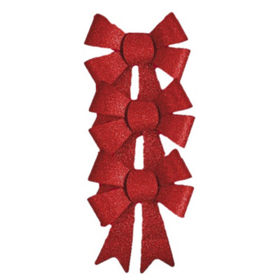  - Pack Of 3 Christmas Red Present Gift Bows