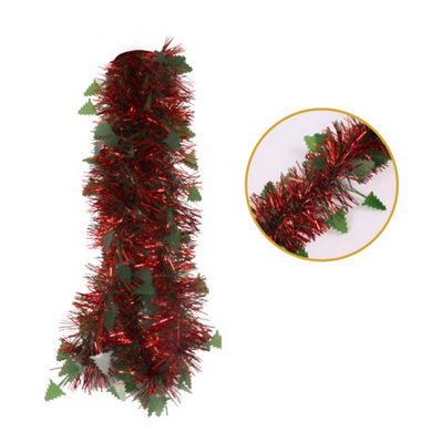Parev Pack Of 6 2M Christmas Die Cut Xmas Tree Tinsel / Red - Red - Image 3