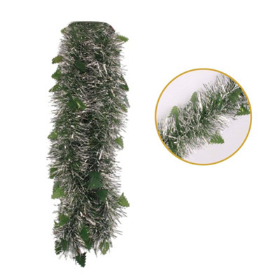 2M Christmas Die Cut Xmas Tree Silver Tinsel from B&Q