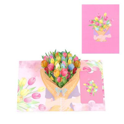 Tulips In Hand 3D Pop Up Greeting Card from B&Q