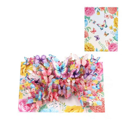 Butterfllies Bloom Garden 3D Pop Up Greeting CardMother's Day Anniversary Birthday from B&Q