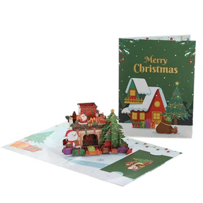 Jolly Santa & Fireplace Wonderland Pop Up Christmas Card from B&Q