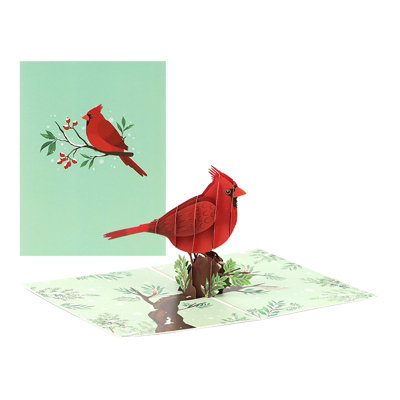 Red Cardinal Charm Pop Up Greeting Card from B&Q