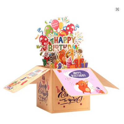 Brightfeel Animal Paradise 3D Pop Up Birthday Box Card - White - Image 3