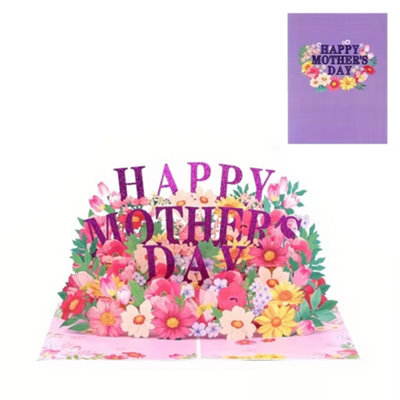 Brightfeel Festive Flower Bouquet 3D Pop Up Mother's Day Card - White - Image 3