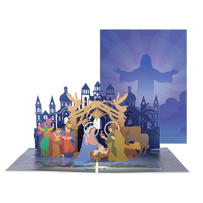 Holy Night Nativity Scene 3D Pop Up Christmas Card from B&Q