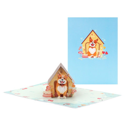 Brightfeel Dog In Doghouse 3D Pop Up Greeting Card - White - Image 3