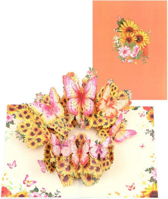 Flower & Butterfly Orange 3D Pop Up Greeting Card from B&Q