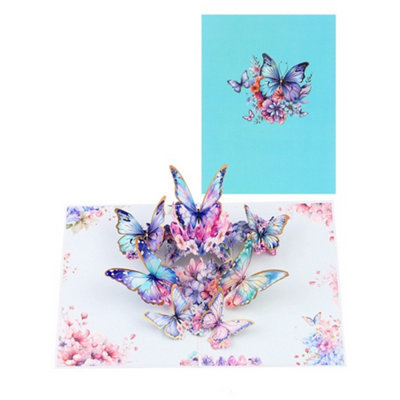 Fluttering Wishes Hot Stamped Blue Butterfly Pop Up Greeting Card from B&Q