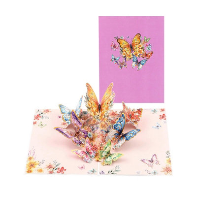 Fluttering Wishes Hot Stamped Purple Butterfly Pop Up Greeting Card from B&Q