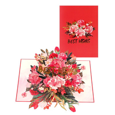 Red Carnation Delight Pop Up Greeting Card from B&Q
