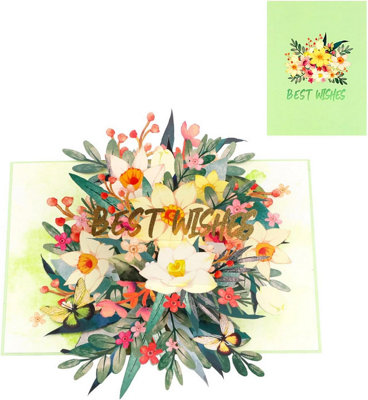 Lily Bloom Green Pop Up Greeting Card from B&Q