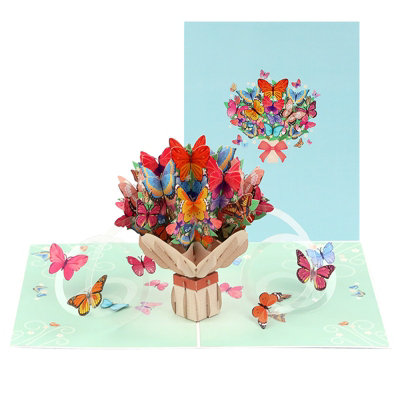 Blue Sealed Butterfly Bouquet 3D Pop Up Greeting Card from B&Q
