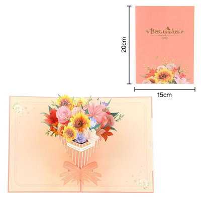 Golden Colorful Flower Bouquet 3D Pop Up Greeting Card from B&Q