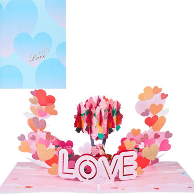 Brightfeel Elegant Love Roses & Hearts 3D Pop Up Valentine's Day Card - White - Image 3