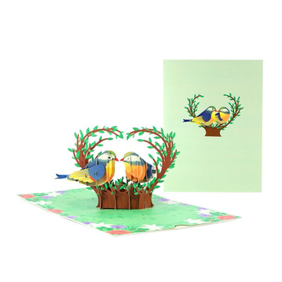 Two Birds In Heart Nest 3D Pop Up Greeting Card from B&Q