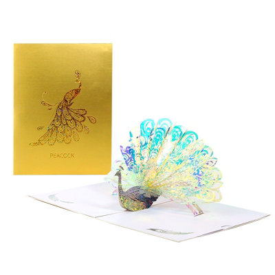 Peacock Majesty Pop Up Greeting Card from B&Q