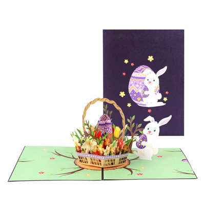 Flower And Eggs Basket Of Cheer Pop Up Easter Card from B&Q